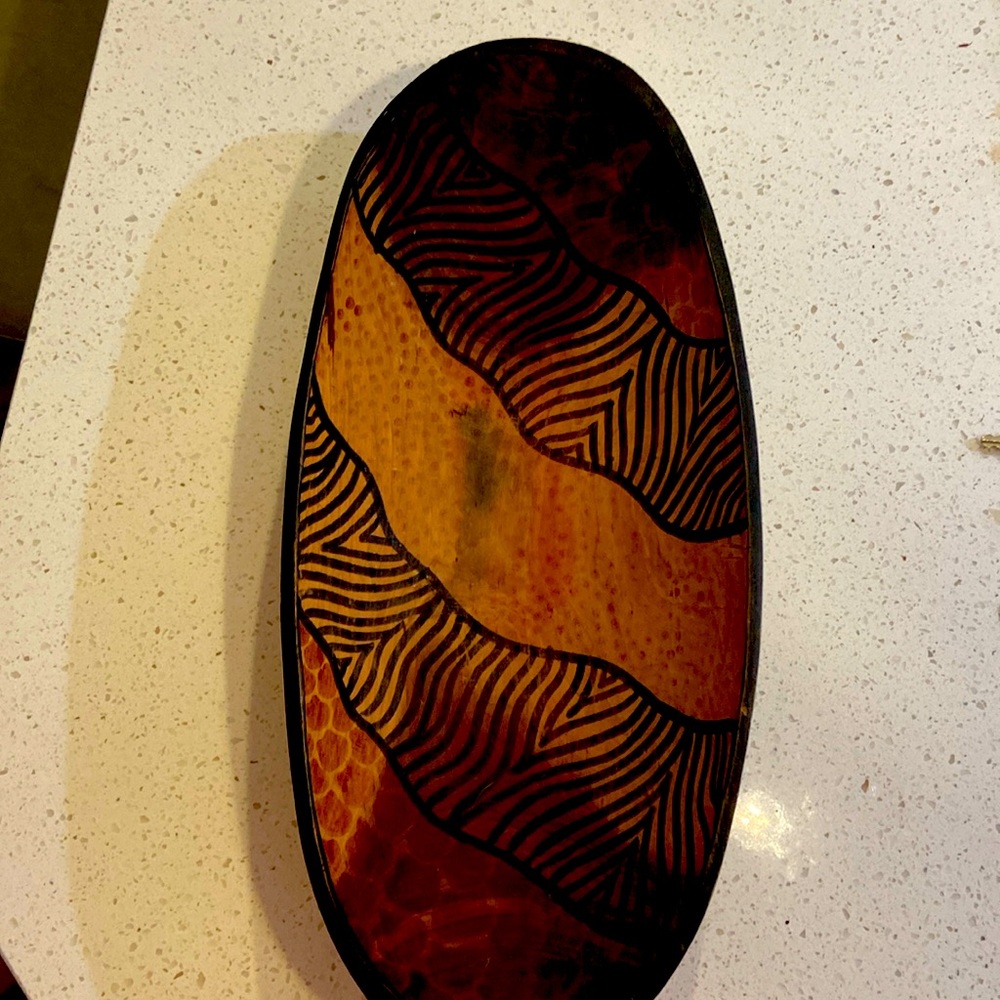 AFRICAN WOODEN BOWL 16.5” L 8” W3” H